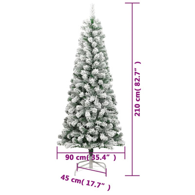 Sztuczna choinka zawiasowa, ośnieżona, 210 cm
