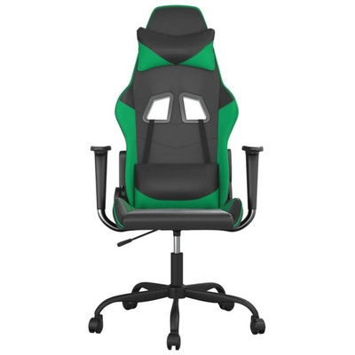 vidaXL Masujący fotel gamingowy, czarno-zielony, sztuczna skóra