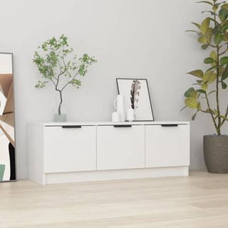 vidaXL Szafka pod TV, wysoki połysk, biała, 100x35x55 cm