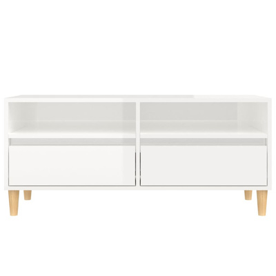vidaXL Szafka pod TV, wysoki połysk, biała, 100x34,5x44,5 cm