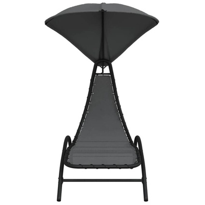 vidaXL Leżak z zadaszeniem, ciemnoszary, 167x80x195 cm, tkanina i stal