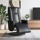 vidaXL Rozkładany fotel masujący z podnóżkiem, czarny, sztuczna skóra