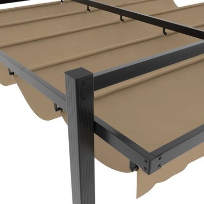 Altana ogrodowa ze zwijanym dachem, taupe, 3x3 m, aluminium