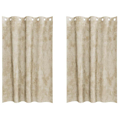 Zasłony z weluru z zasłonami 2 pcs Kremowy 175 x 140 cm Aksamit