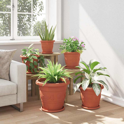 Okrągły Talerzyk Kwiatowy 6 pcs Czerwony ceglasty ? 27 x 2,5 cm