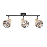 Tajga lampa sufitowa listwa czarny+drewniany 3x40w e14 klosz czarny+drewniany