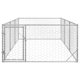 Buda dla psa na zewnątrz z drzwiami 2x4x1 m, ocynkowana stal