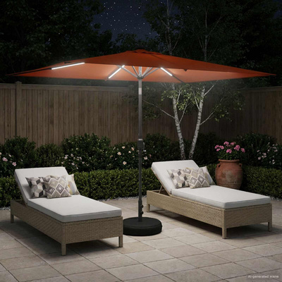 Parasol ogrodowy z oświetleniem LED i podstawą 200 x 300 cm