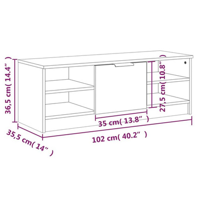 vidaXL Szafka pod TV, biała, 102x35,5x36,5 cm, materiał drewnopochodny