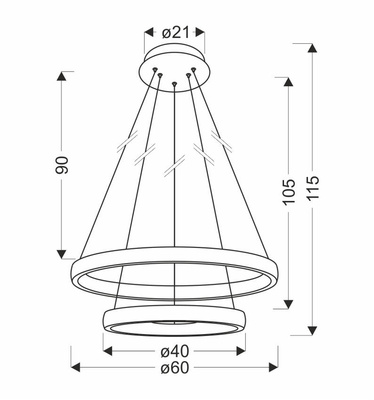 HASHIM LAMPA WISZĄCA 60+40CM MATOWE CIEMNE ZŁOTO 22W+34W LED KRYSZTAŁKI BEZBARWNE