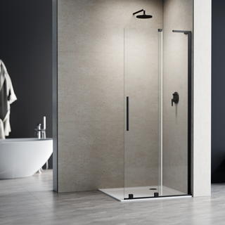 KABINA WALK-IN PRZESUWNA 90 CM, TRANSP 8 MM, CZARNY