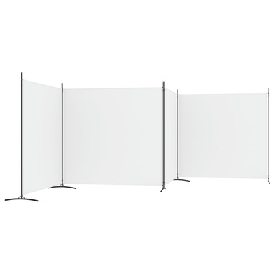 Parawan 4-panelowy, biały, 698x180 cm, tkanina