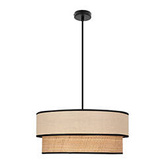Lampa wisząca z abażurem Lorenzo kremowy z czarną oblamówką do jadalni