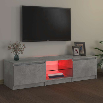 Szafka pod TV z LED, szarość betonu, 140x40x36 cm