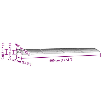 Daszek nad drzwi czarny 400x100 cm poliwęglan