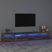 vidaXL Szafka pod TV z oświetleniem LED, przydymiony dąb, 270x35x40 cm