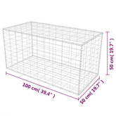 Kosz gabionowy, stal galwanizowana, 100 x 50 x 50 cm