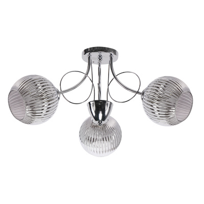 Lampa wisząca Mirox z kloszem potrójna metalowo-szklana srebrna E27
