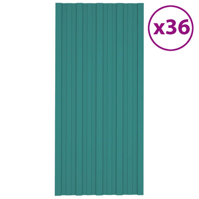 Panel dachowy 36 pcs zielony 100 x 45 cm Stal galwanizowana