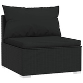 3-osobowa sofa z poduszkami, czarna, polirattan