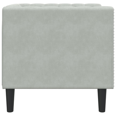 Fotel Chesterfield, jasnoszary, tapicerowany aksamitem