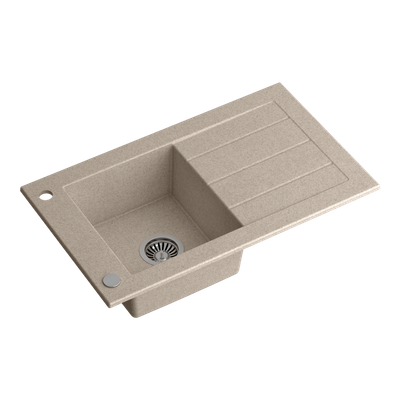WILL zlewozmywak granitowy 1-komorowy beżowy (77x46x18,5) z zaślepką i odpływem