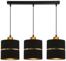 Lampa wisząca z abażurami Assam czarna ze złotym potrójna do salonu