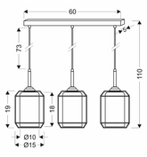 Jonera lampa wisząca czarny 3x40 E27 klosz dymiony 33-08435