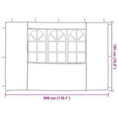 Ściana boczna namiotu na imprezy 2 pcs 300 x 195 cm czerwony