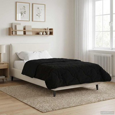 Zimowa Kołdra Czarny 155 x 220 cm Mikrofibra i Fleece Teddy