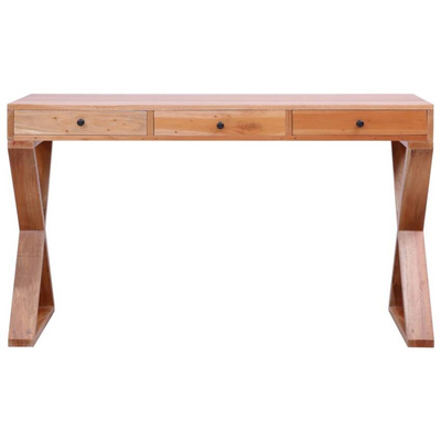 vidaXL Biurko komputerowe, naturalne, 132 x 47 x 77 cm, lity mahoń