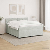 Łóżko Box Spring z materacem i LED jasnoszary 140 x 200 cm