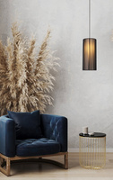 Lampa wisząca z abażurem Kioto nowoczesna czarna drewniana do salonu