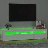 vidaXL Szafka pod TV z oświetleniem LED, biała z połyskiem,180x35x40cm