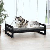vidaXL Legowisko dla psa, czarne, 105,5x75,5x28 cm, drewno sosnowe model standard