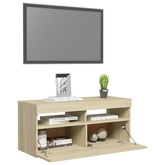 vidaXL Szafka pod TV z oświetleniem LED, dąb sonoma, 90x35x40 cm