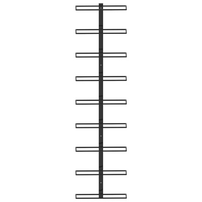 Ścienny uchwyt na 9 butelek wina, czarny, żelazny
