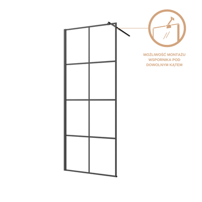 Kabina walk-in ii 80x200cm geometryczna 8mm shiny-glass czarny AK-32-187-S Invena