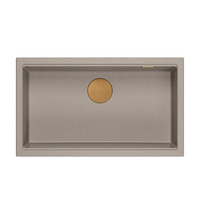 LOGAN 110 GraniteQ zlewozmywak soft taupe 76x44x23,5 cm 1-komorowy podwieszany z syfonem manualnym miedziany