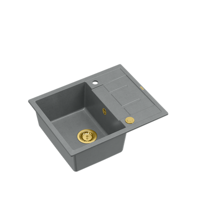 MORGAN 116 GraniteQ zlewozmywak silver stone z syfonem Push To Open kol. złoty 1-komorowy z/o + zaczepy 4 szt