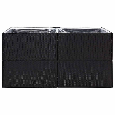 vidaXL Donica ogrodowa, czarna, 157x80x80 cm, rattan PE