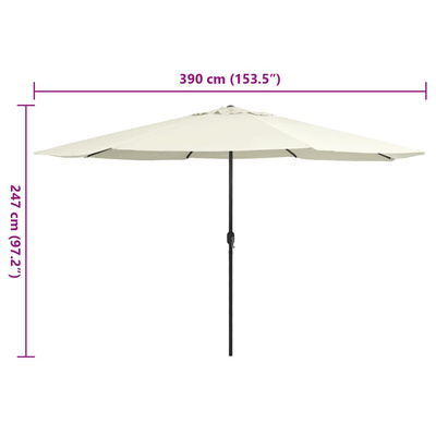 Parasol ogrodowy na metalowym słupku, 390 cm, piaskowy