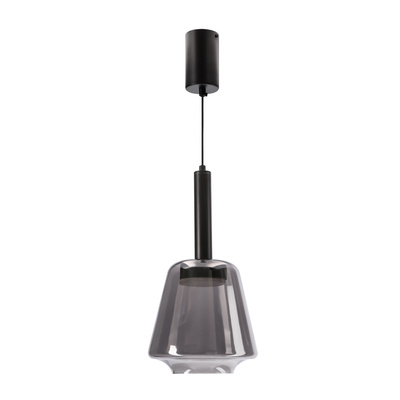 Lampa wisząca Bueno szklana czarna z kloszem dymionym do salonu