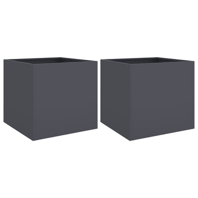 Donice, 2 szt., antracytowe, 42x40x39 cm, stal