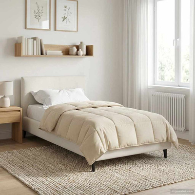 Letni Kołdra Kremowy 135 x 200 cm Mikrofibra i Fleece Teddy