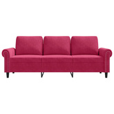 Sofa 3-osobowa, winna czerwień, 180 cm, obita aksamitem