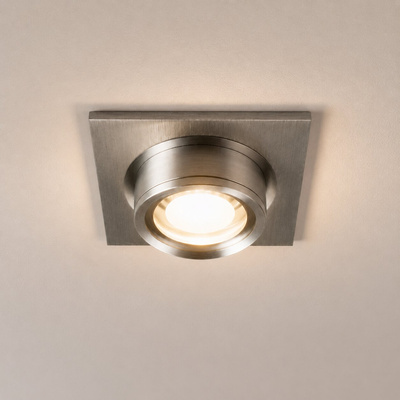 Nowoczesna oprawa wpuszczana MR16 SC-02 SNS/AL srebrna stała aluminium + oprawka GU10