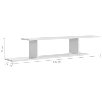 vidaXL Wisząca szafka pod TV, biel z połyskiem, 125x18x23 cm