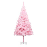 Sztuczna choinka z lampkami i bombkami, różowa, 210 cm, PVC vidaXL