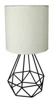 Lampka nocna Graf kremowa z abażurem metalowa lampa stołowa